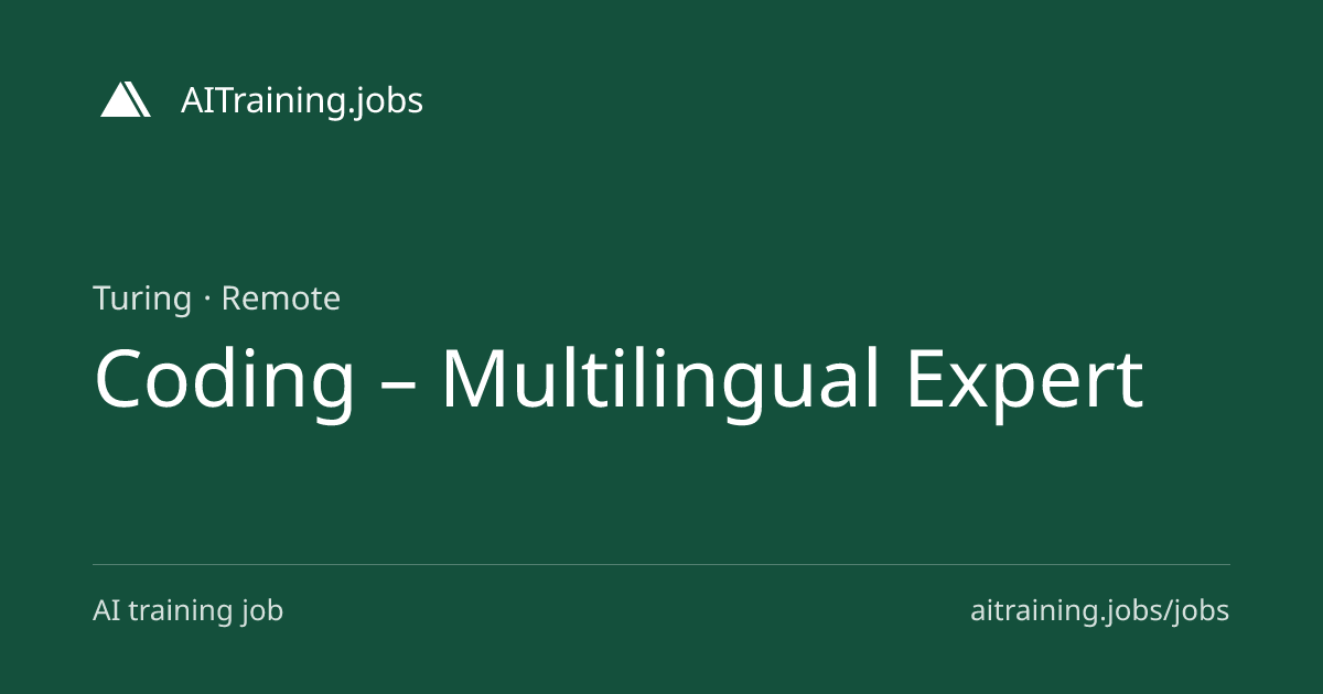 Coding – Multilingual Expert at Turing | AITraining.jobs