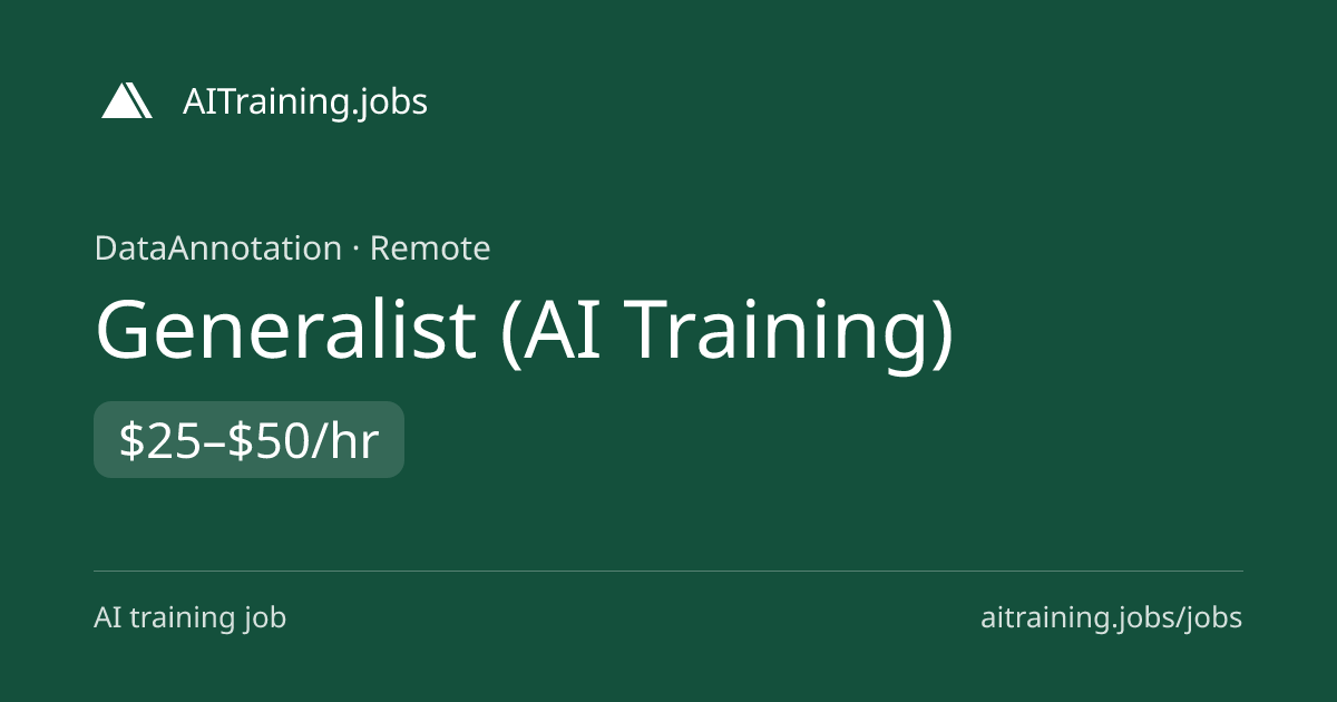 Generalist (AI Training) at DataAnnotation | AITraining.jobs