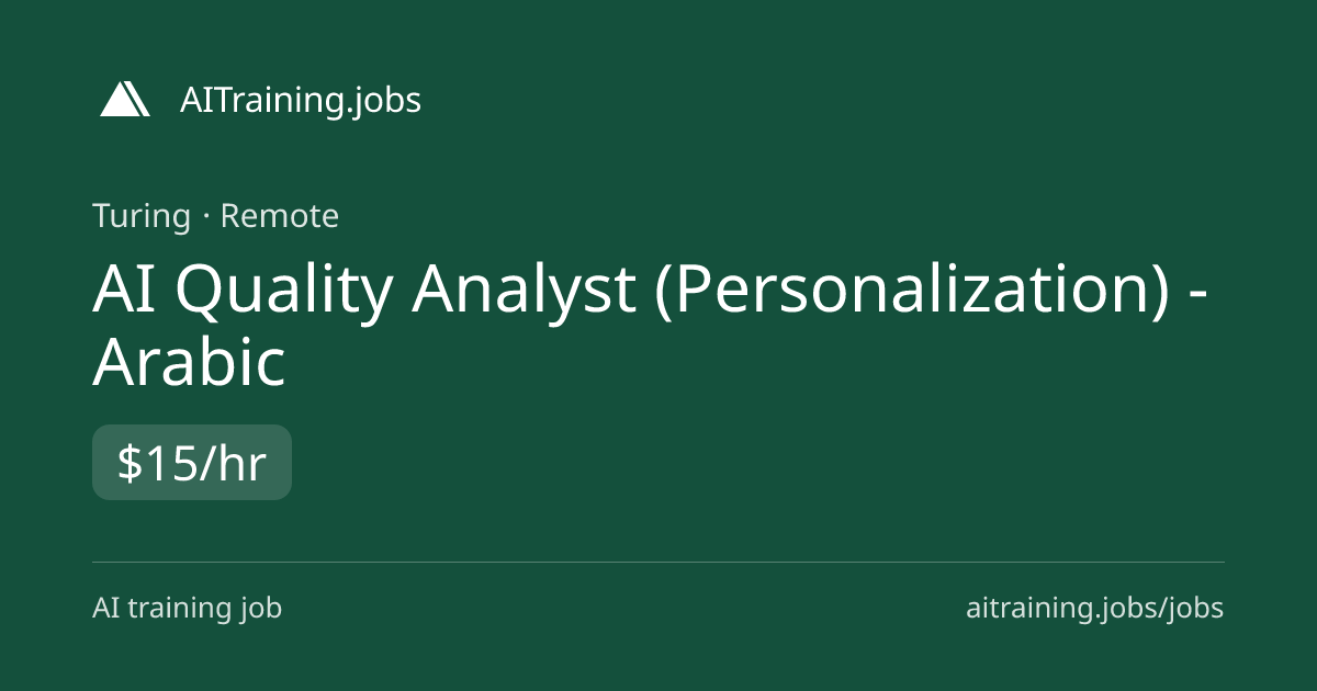 AI Quality Analyst (Personalization) - Arabic at Turing | AITraining.jobs