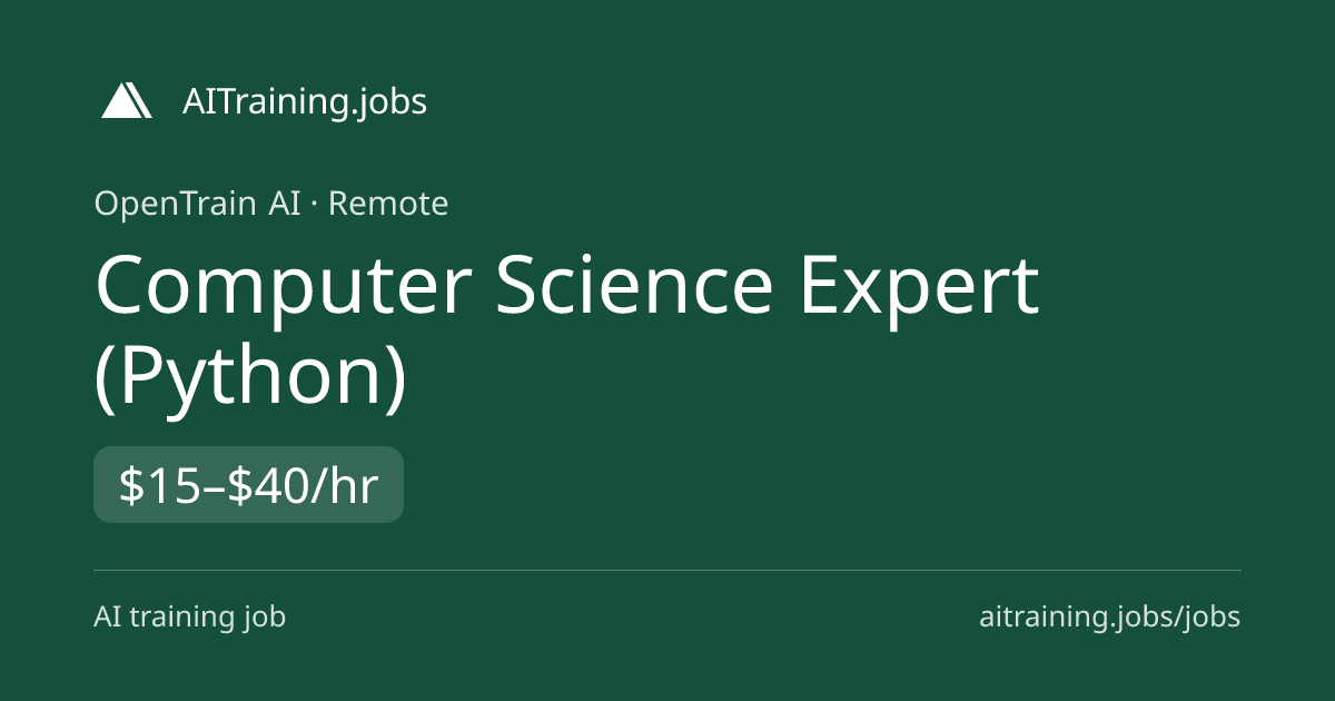 Computer Science Expert (Python) at OpenTrain AI | AITraining.jobs