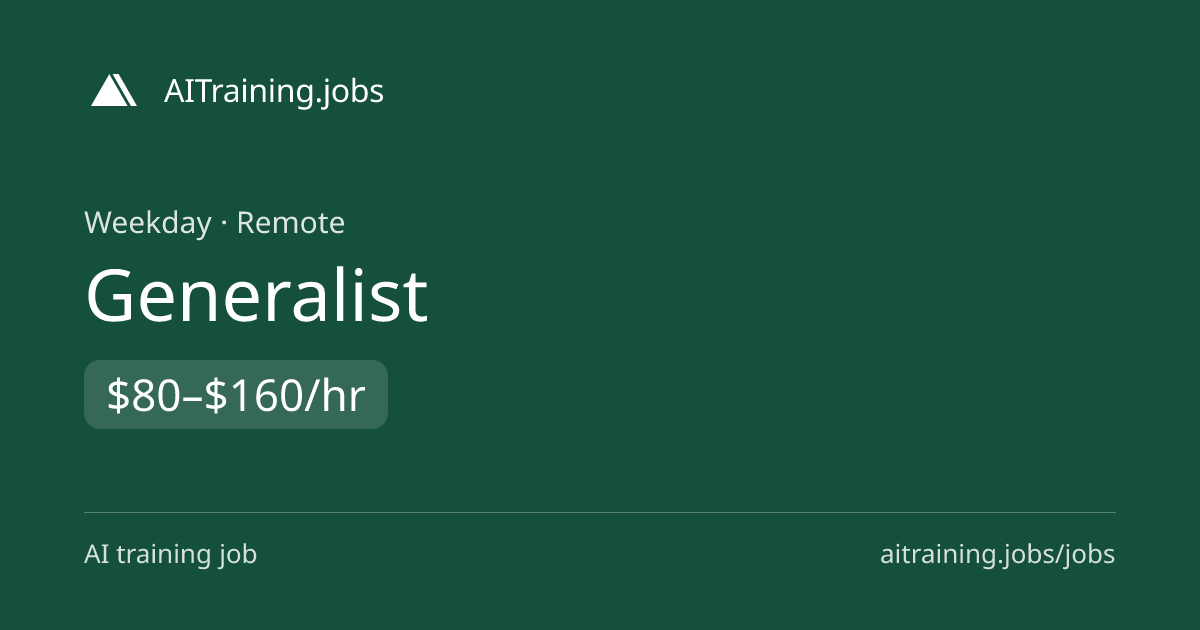 Generalist at Weekday, $80–$160/hr | AITraining.jobs